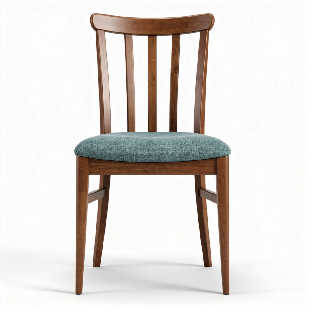 Sedia in legno marrone con imbottitura in tessuto verde dimensioni 40 x 45 x 90cm