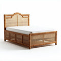 Letto in rattan naturale 190 x 100 x 90cm per camera da letto con rete in legno