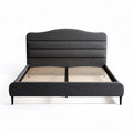 Letto matrimoniale in tessuto grigio con rete a doghe 190 x 160 x 100cm