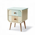 Comò moderno in legno con due cassetti e superficie verde acqua 40 x 40 x 50cm
