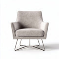 Poltrona in tessuto grigio chiaro con base in metallo dimensioni 80 x 80 x 85cm