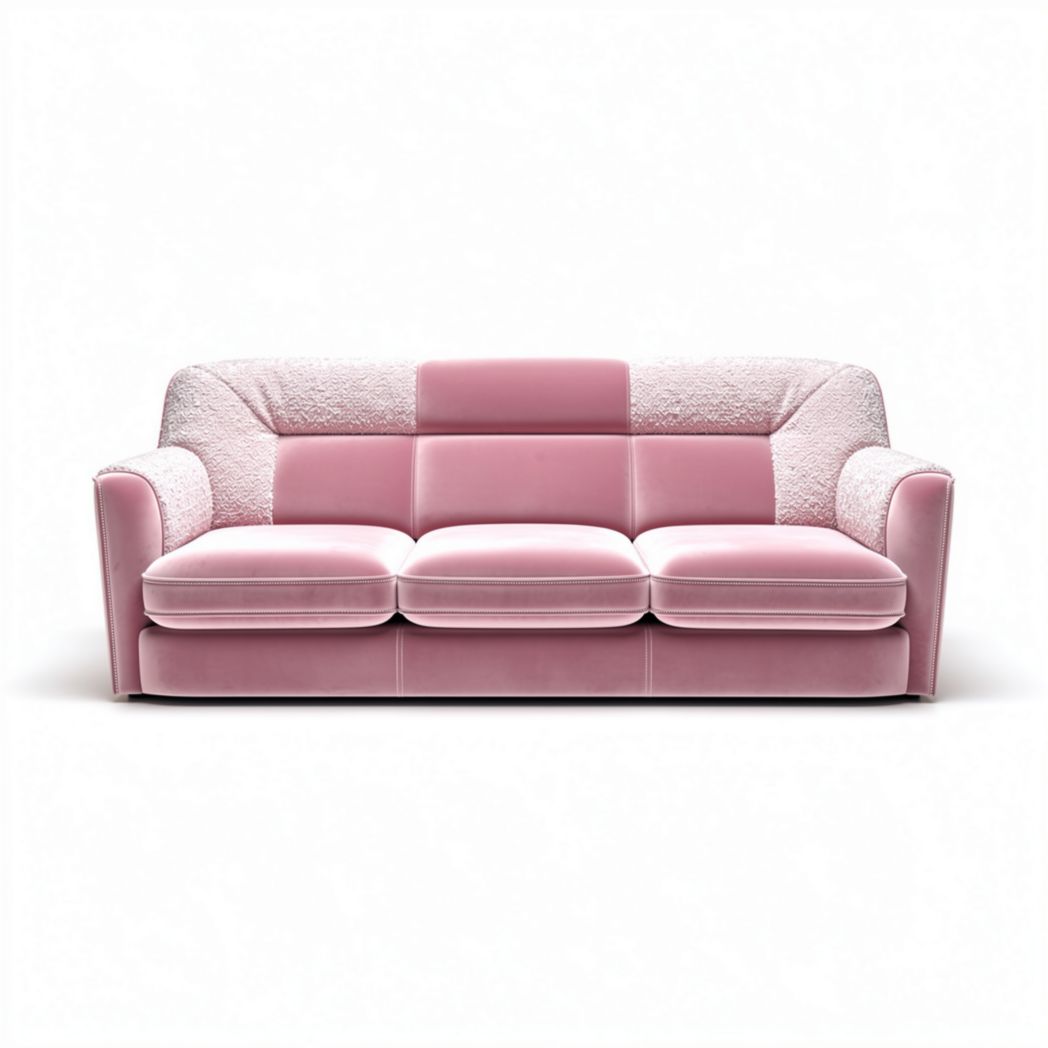 Divano rosa in tessuto con rivestimento morbido e dimensioni 200 x 90 x 85cm