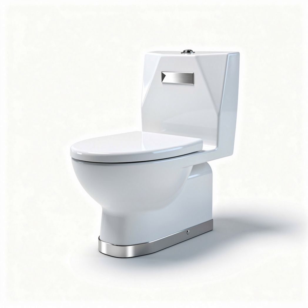 WC da appoggio in ceramica bianca con sistema di scarico a pulsante 70 x 40 x 75cm