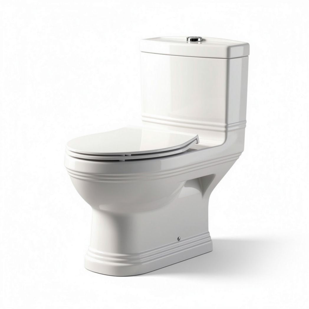 WC monoblocco in ceramica bianca dimensioni 70 x 40 x 40cm per bagno moderno