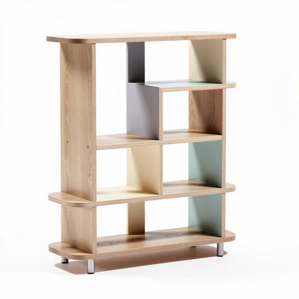 Libreria moderna in legno con ripiani colorati dimensioni 80 x 30 x 120cm